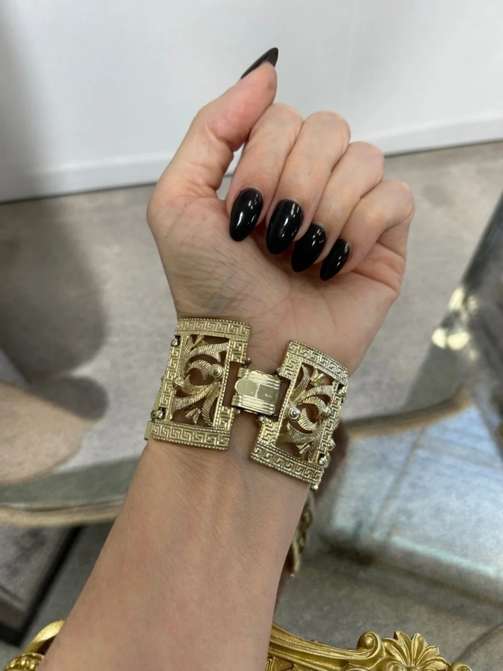 Vintage Gold-Tone Filigree Panel Bracelet - Women Accessories